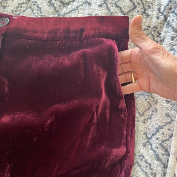 NWT Marella Burgundy Crushed Velvet Wide Leg Pants Sz 10 Quiet Luxury Designer - Picture 5 of 13